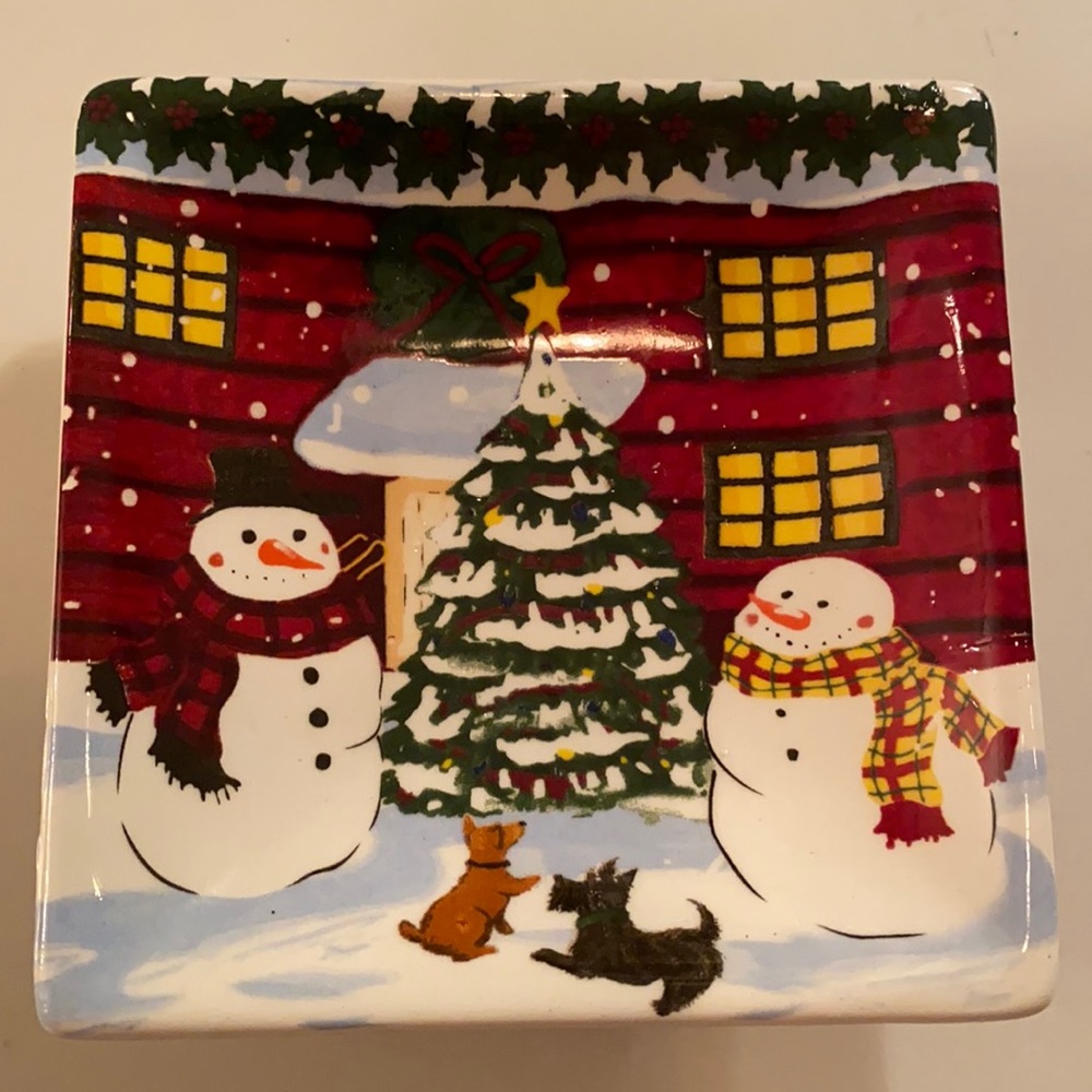 NWOT SWEET LITTLE SNOWMAN DISH CANDLE HOLDER ⛄️❄️